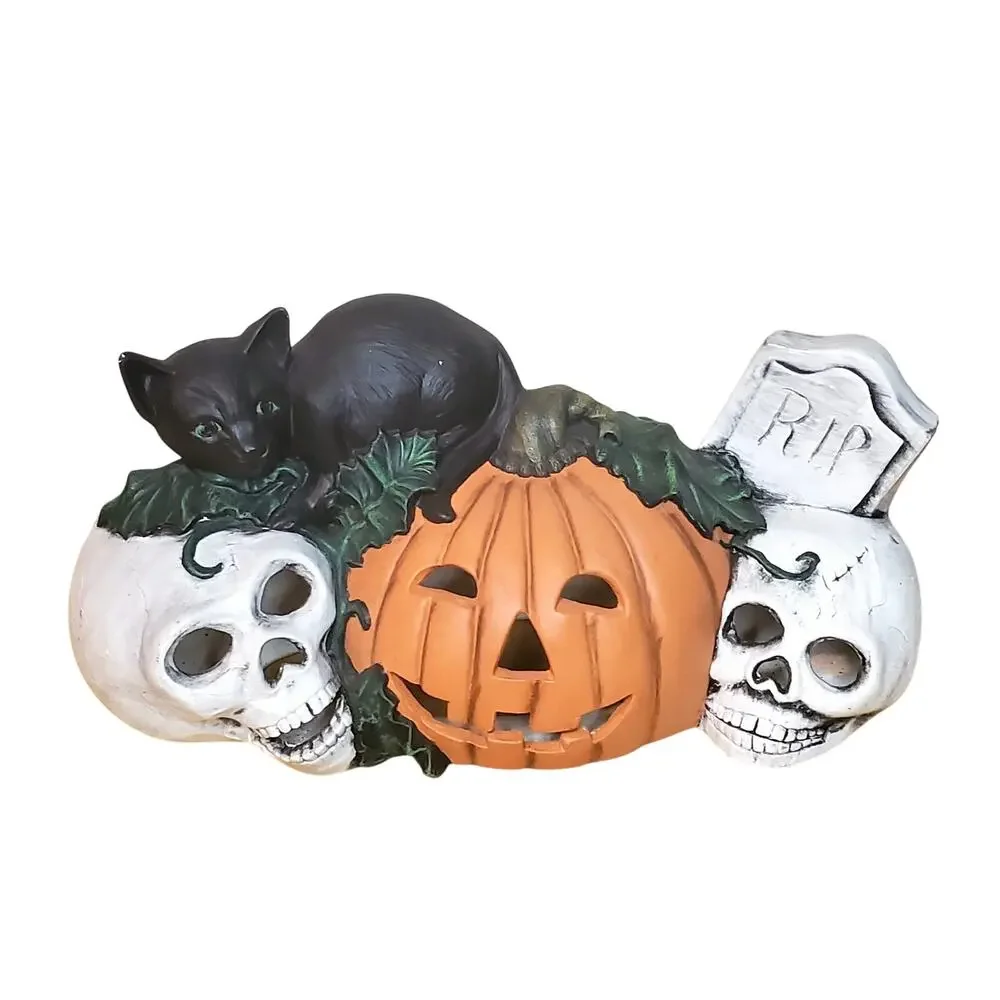 Pumpkin Skull Black Cat Halloween Lamp with Red Light 10